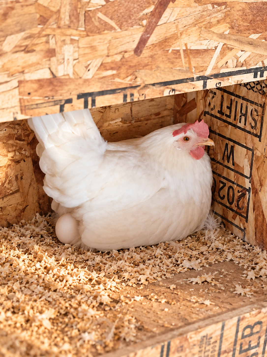 Gallina ponedora en nido