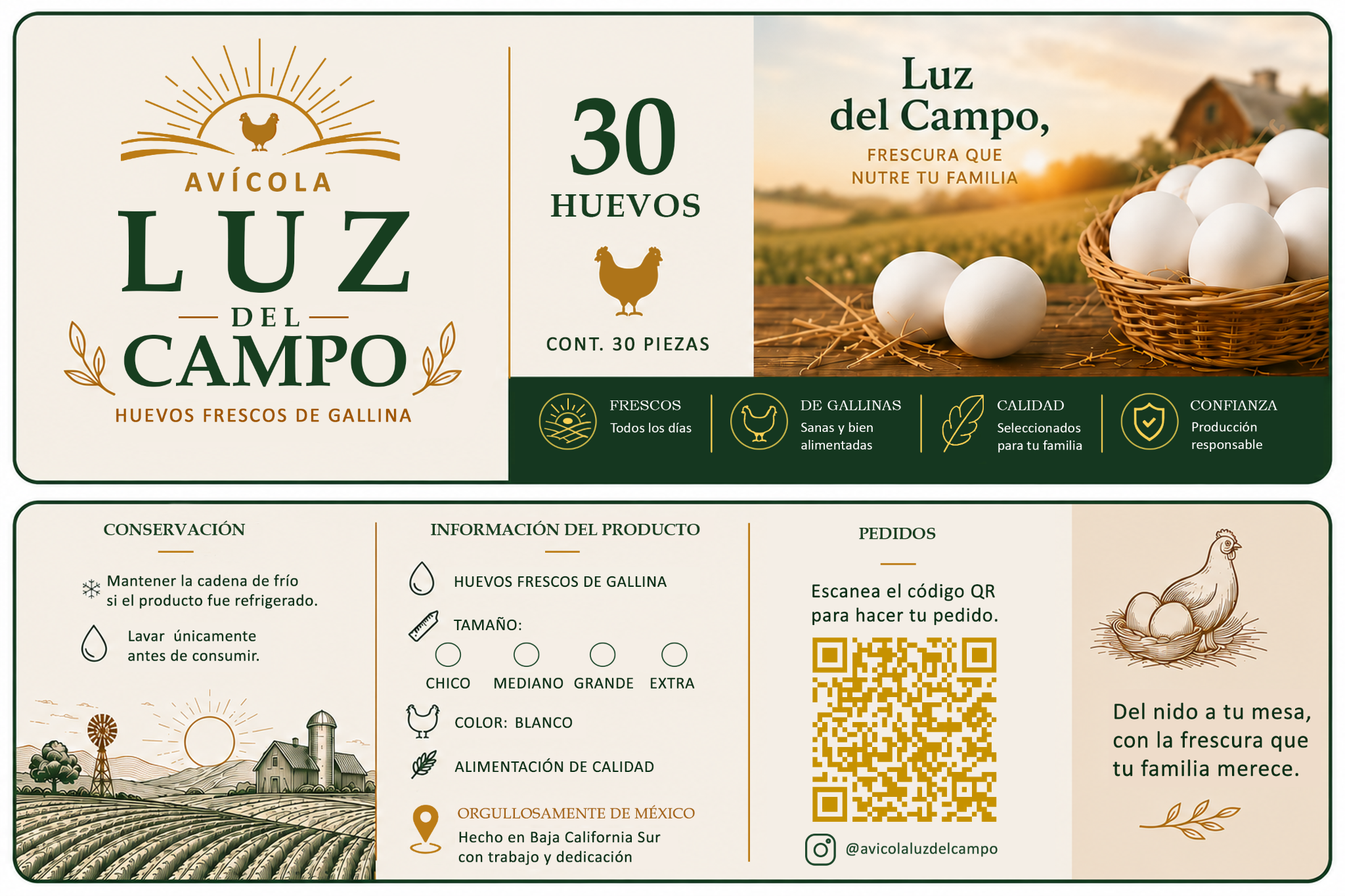 Información adicional de la presentación de 30 huevos de Avícola Luz del Campo