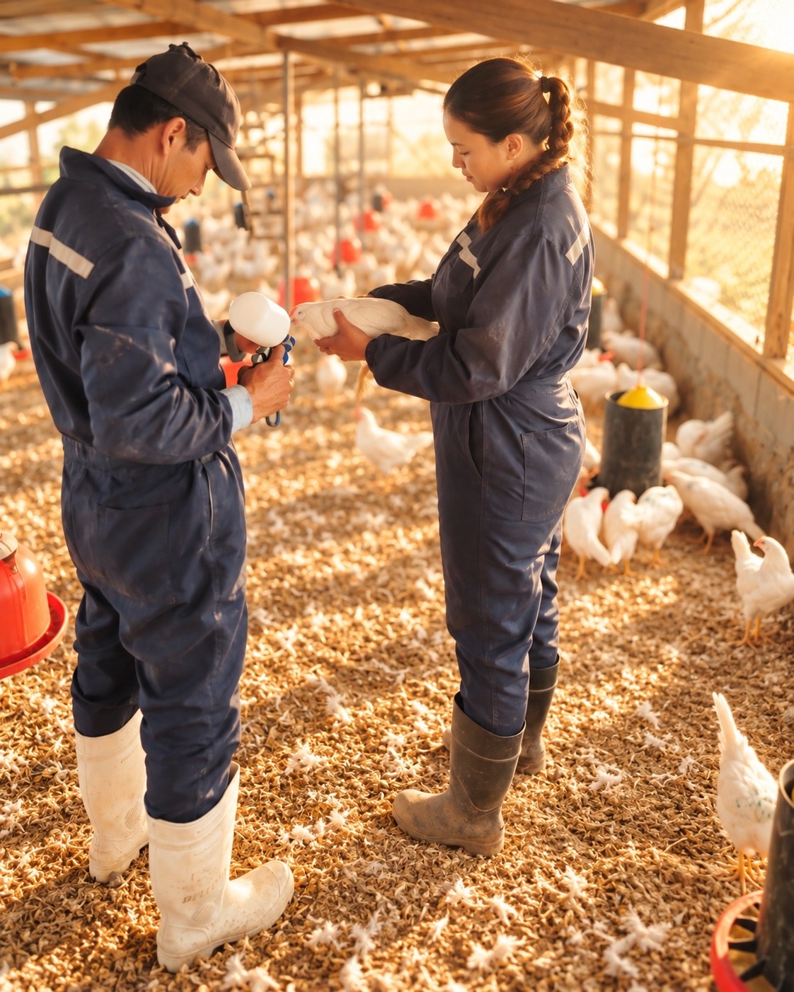 Aplicación y revisión sanitaria de las aves